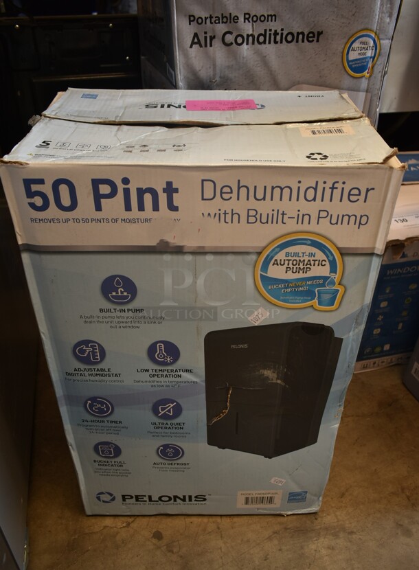 IN ORIGINAL BOX! Pelonis PAD50P1ABL ENERGY STAR 50 Pint Dehumidifier. 115 Volts, 1 Phase. - Image 1 of 7