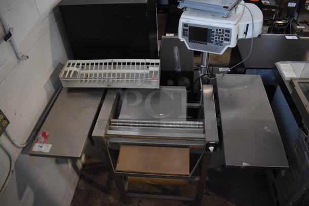Stainless Steel Commercial Floor Style Wrapping Station w/ Hobart Scale. 53.5x28x37 - Image 1 of 3