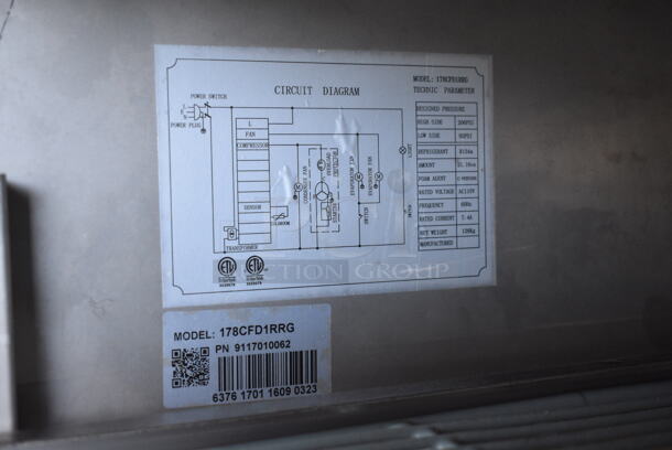 Avantco 178CFD1RRG Stainless Steel Commercial Single Door Reach In Cooler Merchandiser w/ Racks on Commercial Casters. 115 Volts, 1 Phase. Tested and Powers On But Does Not Get Cold
 - Image 4 of 4