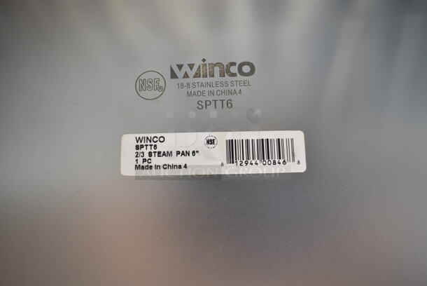 12 BRAND NEW! Winco Stainless Steel 2/3 Size Drop In Bins. 1/2x6. 12 Times Your Bid! - Image 4 of 4
