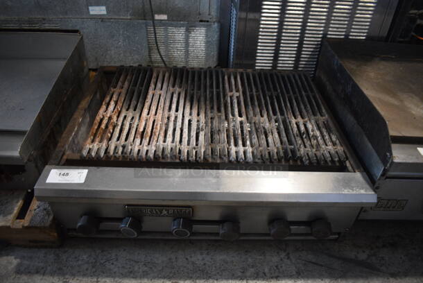 American Range Commercial Stainless Steel Natural Gas Powered Counter Charbroiler.