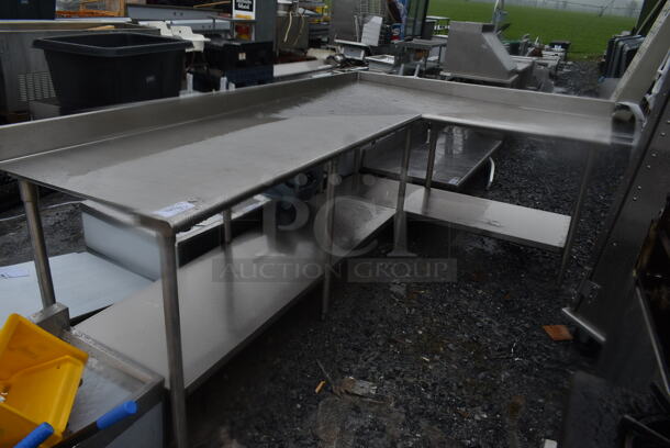 Stainless Steel Commercial L Shaped Table w/ Under Shelf. 