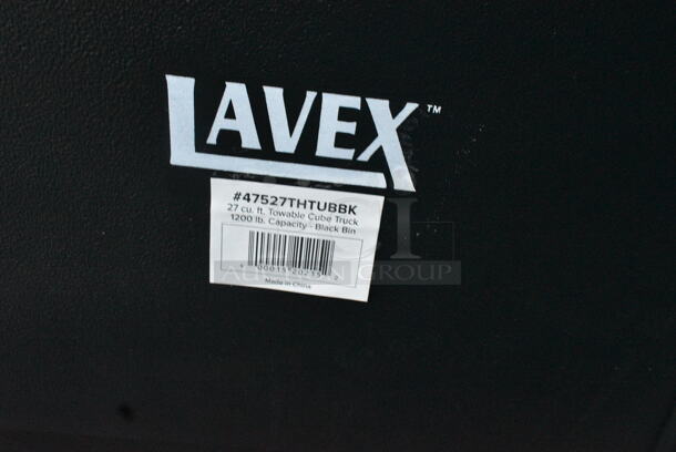 2 BRAND NEW SCRATCH AND DENT! Items Including Lavex 47527THTUBBK 27 cu ft Towable Cube Truck 1200 lb Capacity and Rubbermaid FG461600BLA Black 16 Cu. Ft. Bulk Cube Truck (500 lb.). 2 Times Your Bid!  - Image 3 of 5
