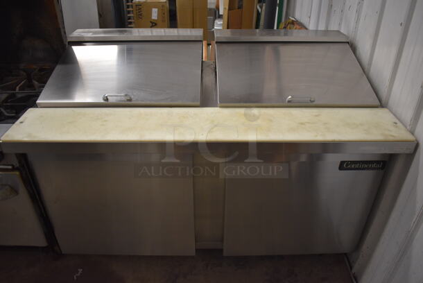Continental SW60-24M Stainless Steel Commercial Sandwich Salad Prep Table Bain Marie Mega Top on Commercial Casters. 115 Volts, 1 Phase. 60x34x42.5. Tested and Powers On But Does Not Get Cold