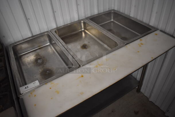 Avantco Stainless Steel Commercial Electric Powered 3 Bay Steam Table w/ Cutting Board and Under Shelf. 43x30x34. Tested and Working! - Image 2 of 6