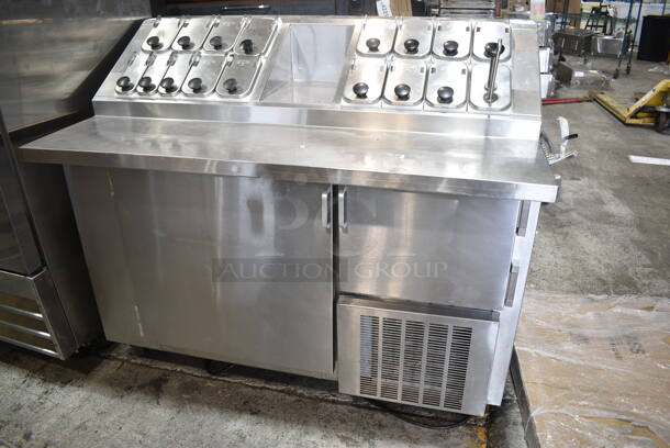 Norlake ZF122SAS/0-0DO Stainless Steel Commercial Cooler w/ Topping Rail and 16 Drop Ins on Commercial Casters. 115 Volts, 1 Phase. Tested and Working! - Image 1 of 8