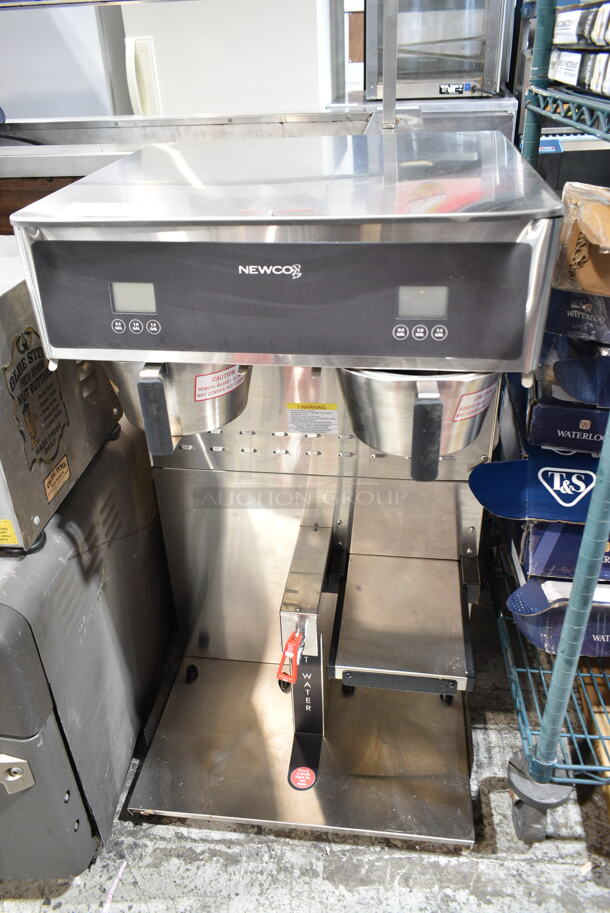 BRAND NEW SCRATCH AND DENT! 2024 Newco GDF-P Stainless Steel Commercial Countertop Double Coffee Machine w/ Hot Water Dispenser and 2 Metal Brew Baskets. Does Not Come w/ Satellite Servers. 120/240 Volts, 1 Phase.  - Image 2 of 8