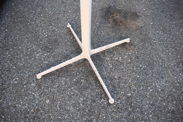 3 White Round Bar Height Tables on Metal Table Base. Stock Picture - Cosmetic Condition May Vary. 27.5x27.5x42. 3 Times Your Bid! - Image 4 of 5