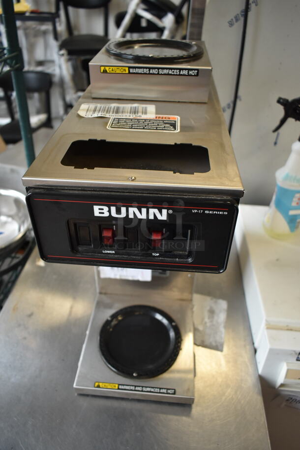 2023 Bunn VP17-2 Stainless Steel Commercial Countertop 2 Burner Coffee Machine. 120 Volts, 1 Phase. 