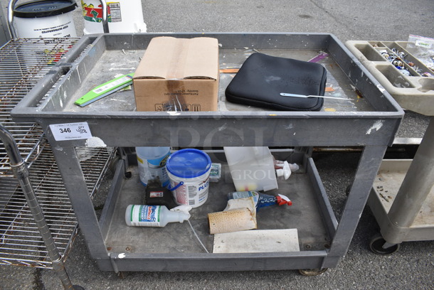 Gray Poly 2 Tier Cart on Commercial Casters. - Image 1 of 3