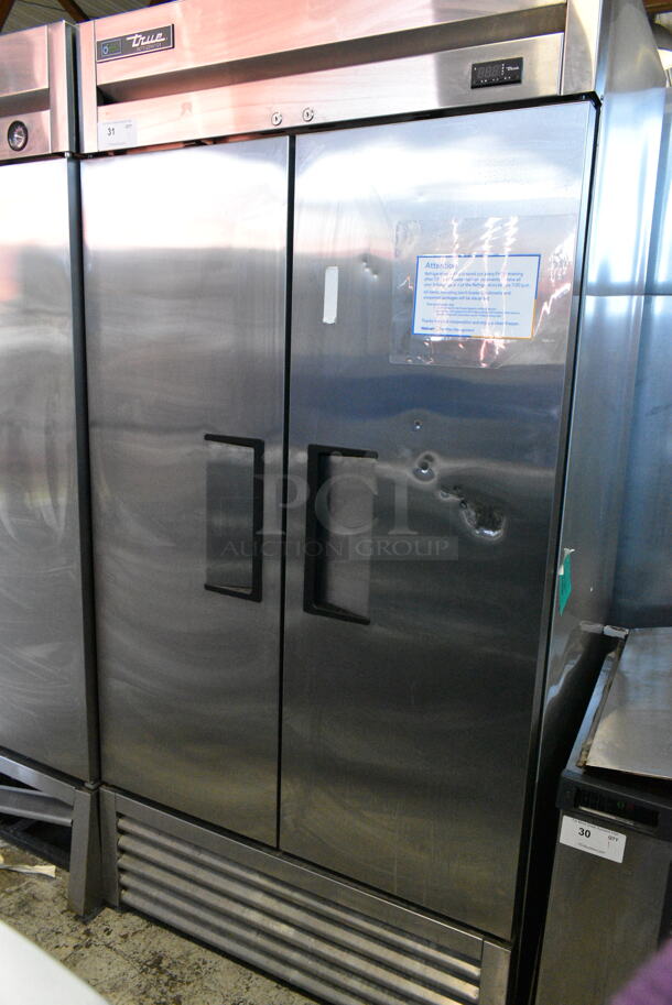 2019 True T-35-HC Stainless Steel Commercial 2 Door Reach In Cooler w/ Poly Coated Racks. 115 Volts, 1 Phase. Tested and Powers On But Does Not Get Cold - Image 1 of 5