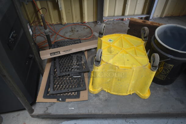 Black Metal Flat Cart w/ Contents on Commercial Casters. - Image 2 of 4