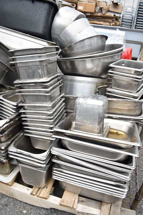 ALL ONE MONEY! PALLET LOT of Various Metal Items Including Drop In Bins, Stock Pot and Bowls.  - Image 2 of 11