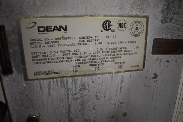 Dean Model SM150GN Stainless Steel Commercial Floor Style Natural Gas Powered Deep Fat Fryer w/ 2 Baskets on Commercial Casters. 120,000 BTU. 15.5x30x47 - Image 5 of 5