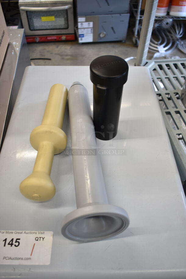 3 BRAND NEW SCRATCH AND DENT! Items Including HP0011909900 Hobart 00-119099-00002 Overflow Tube, HP0011992200 Hobart 00-119922-00001 Feed Stomper, HP00274312 Hobart 00-274312 Pestle. 3 Times Your Bid!  - Image 1 of 12