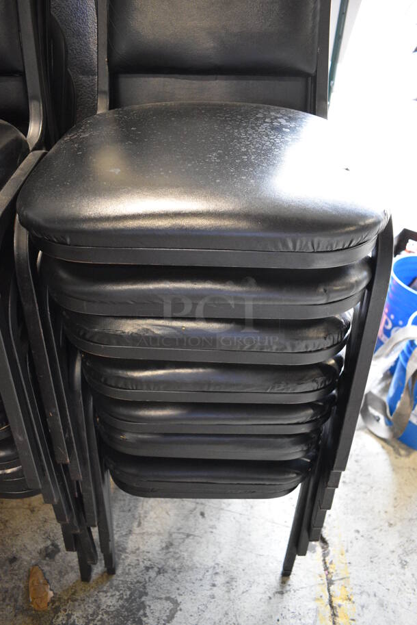 8 Black Metal Stackable Banquet Chairs w/ Black Cushions. 18x20x33. 8 Times Your Bid! - Image 4 of 4