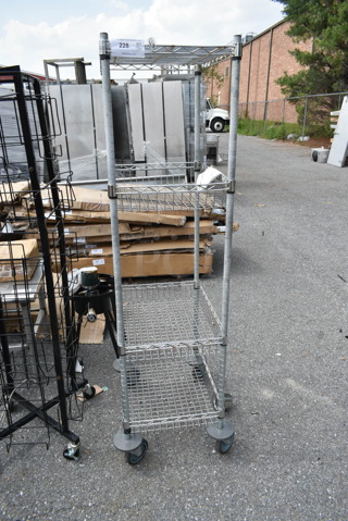 Chrome Finish 4 Tier Wire Shelving Unit on Commercial Casters. 