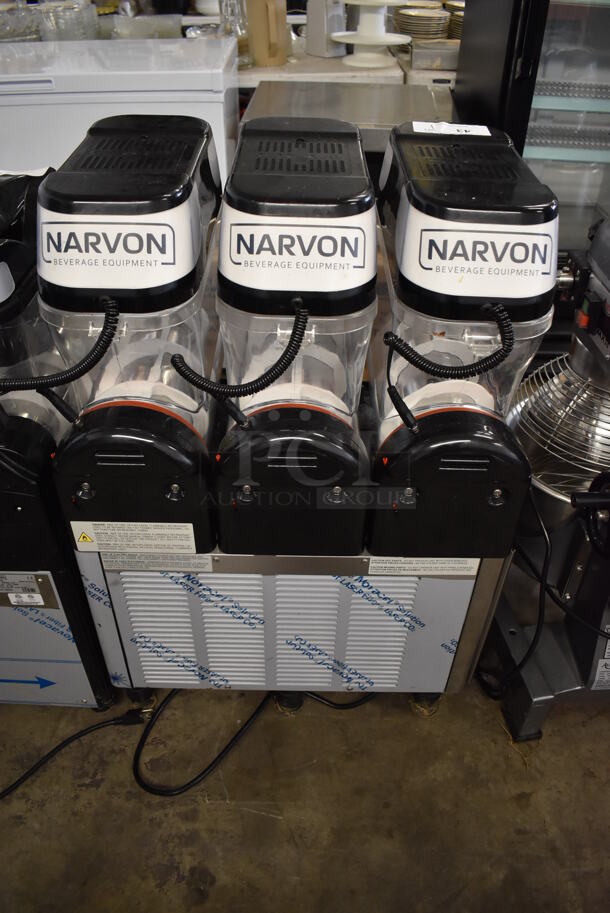 2022 Narvon 378SM3 Metal Commercial Countertop 3 Hopper Slushie Machine. 120 Volts, 1 Phase. 24x20x36. Tested and Powers On But Does Not Get Cold - Image 8 of 9