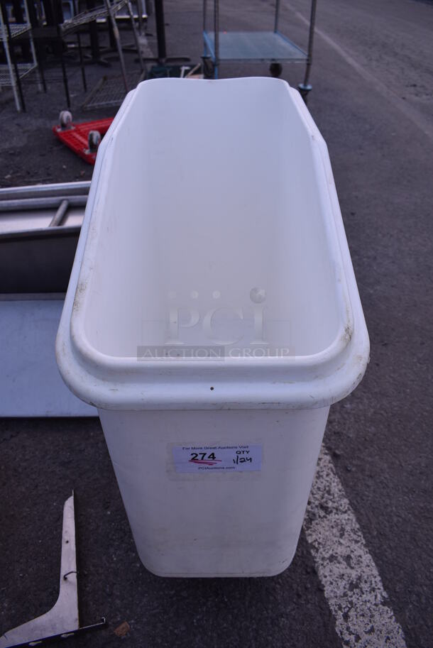 White Poly Ingredient Bin on Commercial Casters. 13x30x30