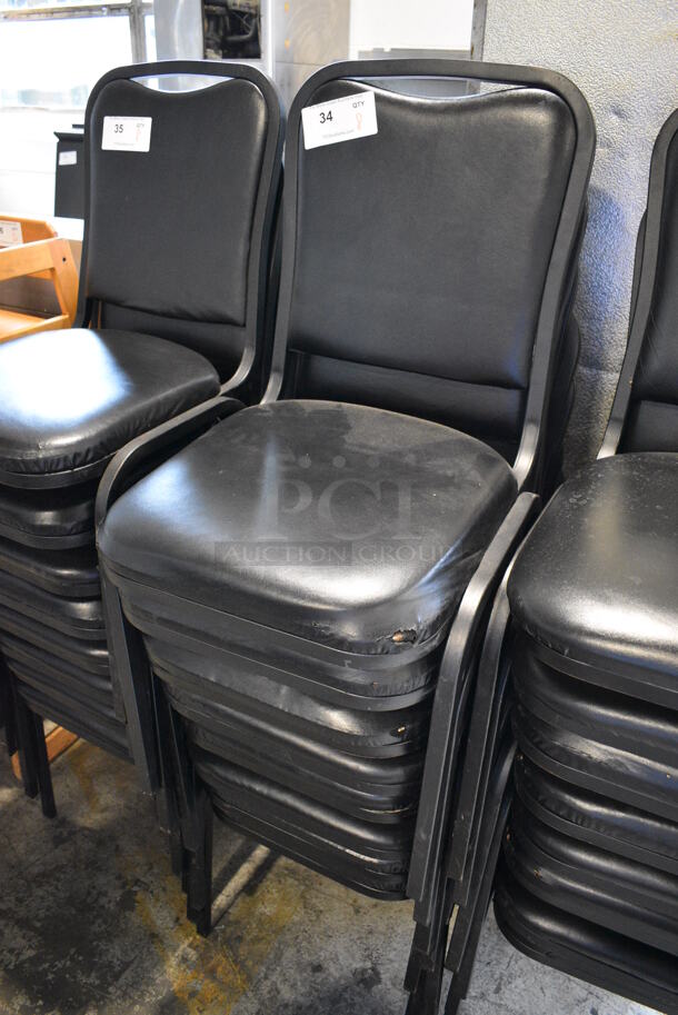 8 Black Metal Stackable Banquet Chairs w/ Black Cushions. 18x20x33. 8 Times Your Bid! - Image 2 of 4