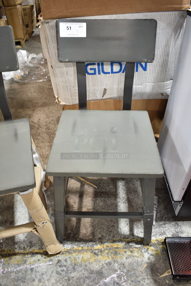 2 BRAND NEW SCRATCH AND DENT! Lancaster Table & Seating 164CINDGRYAN Industrial Chair with Antique Slate Gray Finish. 2 Times Your Bid!  - Image 3 of 4