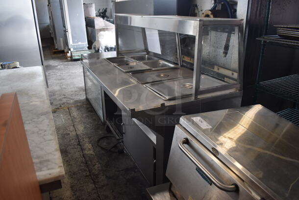 Commercial Stainless Steel Electric Powered Steam Table With Overshelf And 6 Drop-In Steel Bins In Various Sizes And Refrigerated Base. 208V/1 Phase - Image 3 of 8