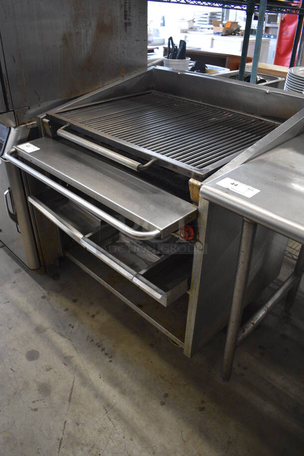 MagiKitch'n Stainless Steel Commercial Floor Style Natural Gas Powered Charbroiler Grill on Commercial Casters. 36x35x40 - Image 4 of 7