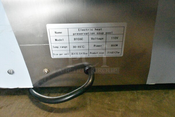 BRAND NEW SCRATCH AND DENT! Vevor DTC6C Stainless Steel Commercial Countertop Steam Table. 110 Volts, 1 Phase. Tested and Working!
 - Image 6 of 6