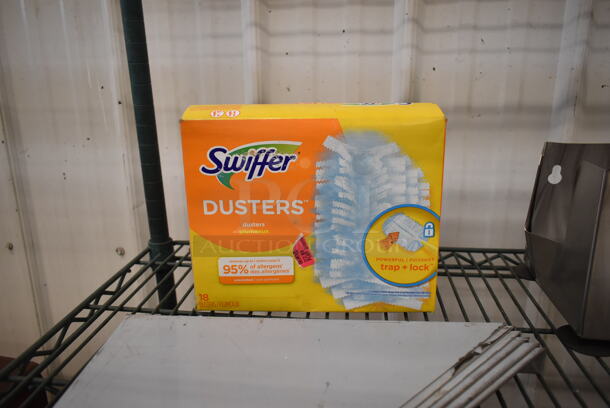 ALL ONE MONEY! Lot of Various BRAND NEW Items Including 63299036Swiffer® Dusters 99036 Cleaner Refills Unscented - 18/Box, 407BTH6 Choice Six Hole Squeeze Bottle Holder for 1/3 Size Pans, Metal Bowl, Hopper, 511CBG912GN San Jamar Saf-T-Grip 12" x 9" x 3/8" Green Cutting Board with Hook CBG912GN, 511CBG1218YL San Jamar CBG121812YL Saf-T-Grip 18" x 12" x 1/2" Yellow Cutting Board with Hook, 511CBG1824BL San Jamar CBG182412BL Saf-T-Grip® 24" x 18" x 1/2" Blue Cutting Board with Hook, 511CBG1824YL San Jamar CBG182412YL Saf-T-Grip® 24" x 18" x 1/2" Yellow Cutting Board with Hook, 511CBG1824RD San Jamar CBG182412RD Saf-T-Grip® 24" x 18" x 1/2" Red Cutting Board with Hook. Does Not Include Shelving Unit.  - Image 3 of 12
