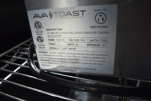 AvaToast 184T140 Stainless Steel Commercial Countertop Electric Powered Conveyor Oven. 120 Volts, 1 Phase. Tested and Powers On But Does Not Get Warm - Image 7 of 7