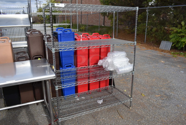 Chrome Finish 4 Tier Shelving Unit. BUYER MUST DISMANTLE. PCI CANNOT DISMANTLE FOR SHIPPING. PLEASE CONSIDER FREIGHT CHARGES. 48x24x63  - Image 2 of 3