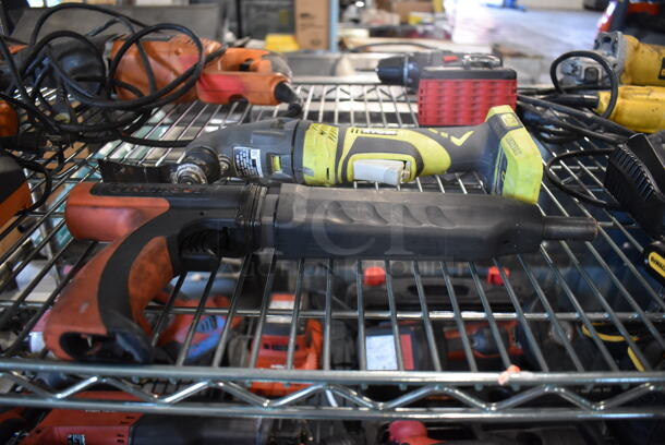 ALL ONE MONEY! Tier Lot of Various Tools Including Rigid R3001 Saw, Rigid R860052 Drill, Rigid Battery Charger, Ramset MasterShot Fastener, Ryobi P246 Series D Multi Tool, DeWalt DW9099 Drill, DeWalt Battery and Charger, DeWalt DWE4011 Angle Grinder, DeWalt D28402 Angle Grinder. - Image 8 of 12