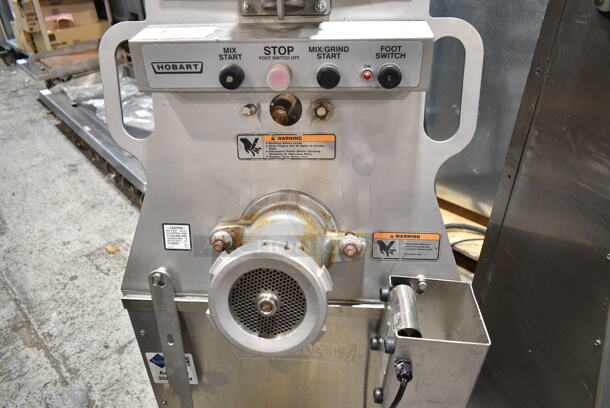 2019 Hobart MG2032 Metal Commercial Floor Style Electric Powered Meat Mixer Grinder w/ Foot Pedal on Commercial Casters. 208 Volts, 3 Phase. Tested and Working! - Image 2 of 6