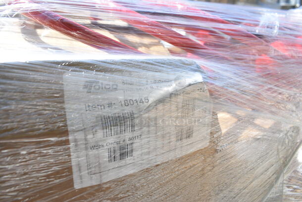 PALLET LOT of 22 BRAND NEW Boxes Including 496ALPF2X22PK American Louver Company 24" x 24" Plaster Frame ALPF2X2-2PK - 2/Pack, 427SD2828MP Lancaster Table & Seating Excalibur 27 1/2" x 27 1/2" Square Table Top with Textured Mixed Plank Finish, Vollrath 4932-13 Traex® Color-Mate™ 32 oz. Clear Single Tip Standard Squeeze Bottle,  600WS1830HD Regency 18" x 30" 16 Gauge Stainless Steel Heavy-Duty Solid Wall Shelf, 124ASEAG12 American Metalcraft ASEAG12 12" Round Gold Hammered Aluminum Seafood Tray, 4447572 Lavex 2.5 Gallon Plastic Dispensing Container. 22 Times Your Bid!  - Image 12 of 12