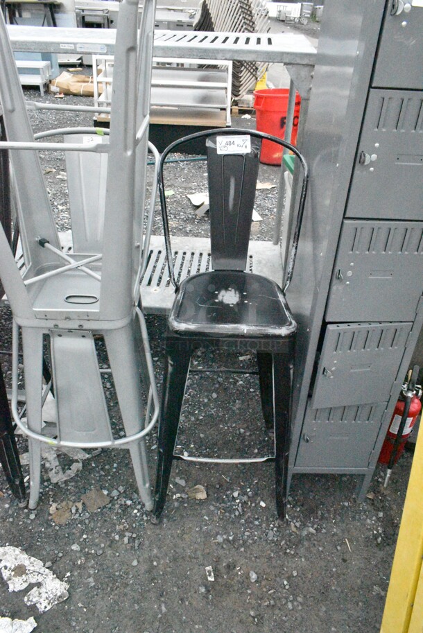 15 Metal Bar Height Tolix Style Chairs Including Black, White and Silver Finish. 15 Times Your Bid!  - Image 6 of 8