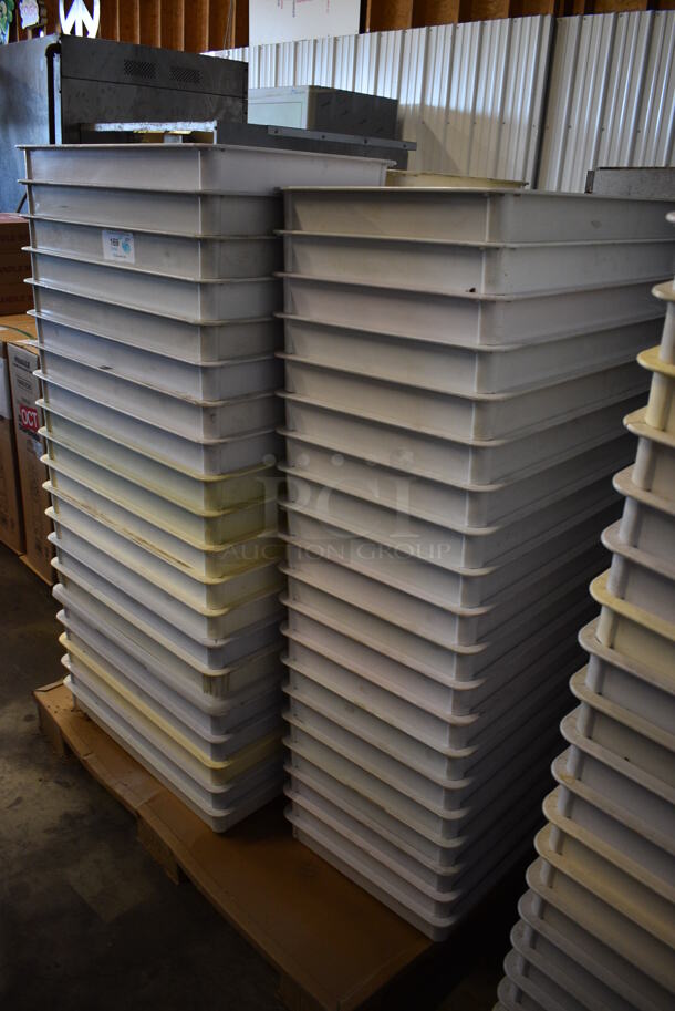 Pallet Lot of 60 White Poly Dough Bins. 18x26x3. 60 Times Your Bid!  - Image 1 of 5
