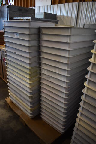 Pallet Lot of 60 White Poly Dough Bins. 18x26x3. 60 Times Your Bid! 