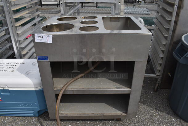 Stainless Steel Commercial Gas Powered Steam Table w/ 2 Under Shelves. 28x20x33