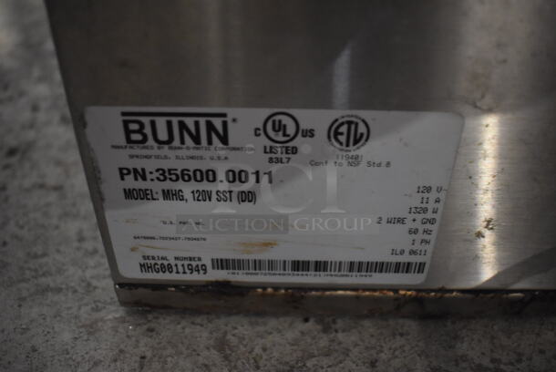 2011 Bunn MHG Stainless Steel Commercial Countertop 2 Hopper Coffee Bean Grinder w/ Metal Brew Basket. 120 Volts, 1 Phase. Tested and Does Not Power On - Image 5 of 6