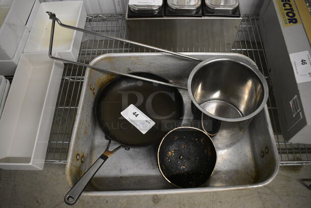 ALL ONE MONEY! Lot of Various Metal Items Including Skillet and Baking Pan! Includes 20x16x4