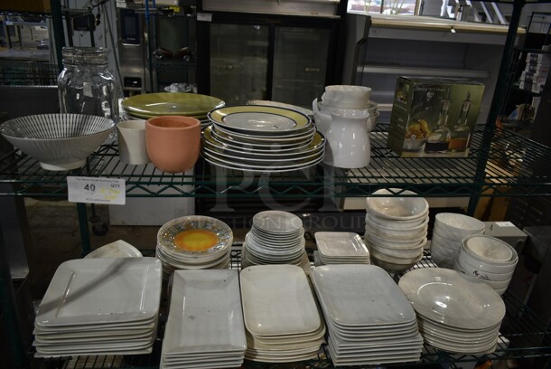 ALL ONE MONEY! Two Tier Lot of Various Items Including Ceramic Plates