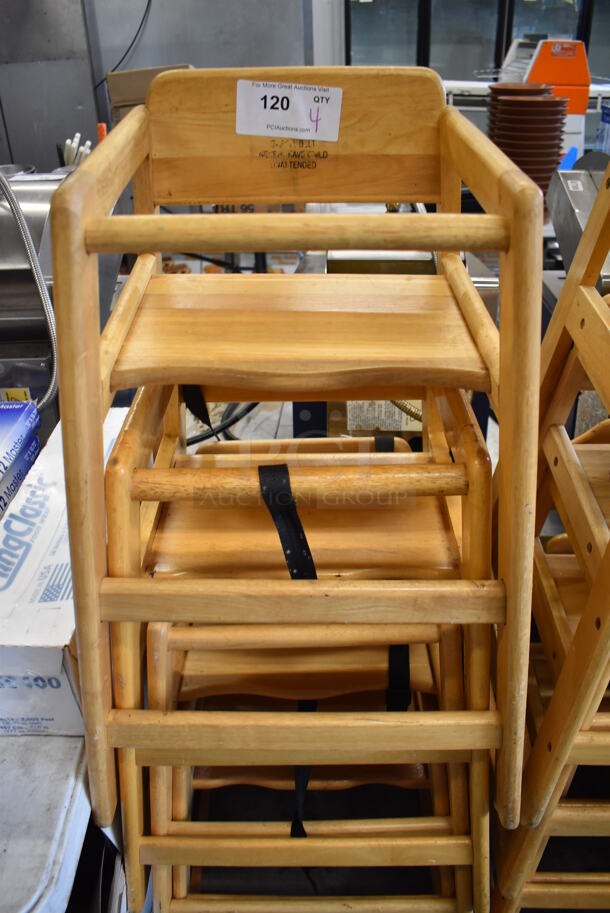 4 Wooden High Chairs. 19x20x29. 4 Times Your Bid! - Image 4 of 4
