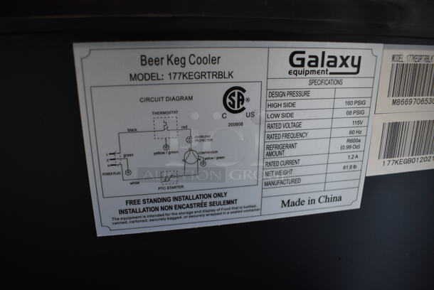 BRAND NEW SCRATCH AND DENT! Galaxy 177KEGRTRBLK Metal Commercial Direct Draw Kegerator w/ Beer Tower on Commercial Casters. 115 Volts, 1 Phase. 21x24x52. Tested and Working! - Image 8 of 8