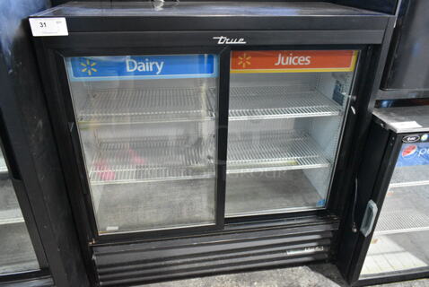 2019 True GDM-41SL-48-HC-LD Metal Commercial 2 Door Reach In Cooler Merchandiser w/ Poly Coated Racks. 115 Volts, 1 Phase. Tested and Working!