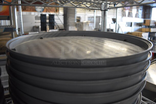 ALL ONE MONEY! Lot of 49 Pizza Hut Gray Poly Round Pizza Making System Trays. 15.5x15.5x1 - Image 2 of 3