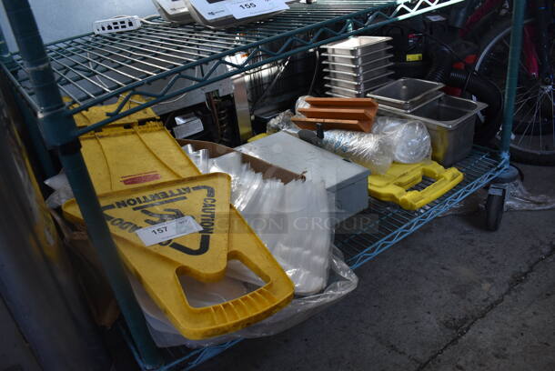 ALL ONE MONEY! Tier Lot of Various Items Including Wet Floor Sign, Stainless Steel Drop In Bins and Power Box - Image 4 of 4