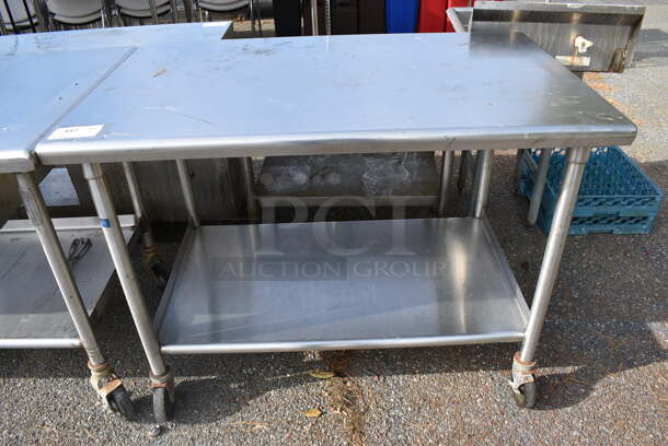 Stainless Steel Table w/ Under Shelf on Commercial Casters. 48x30x36