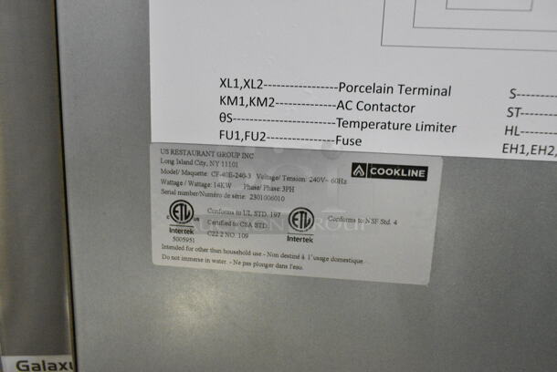 BRAND NEW SCRATCH AND DENT! 2023 Cookline CF-40E-240-3 Stainless Steel Commercial Floor Style Electric Powered Deep Fat Fryer. 240 Volts, 3 Phase.  - Image 10 of 10