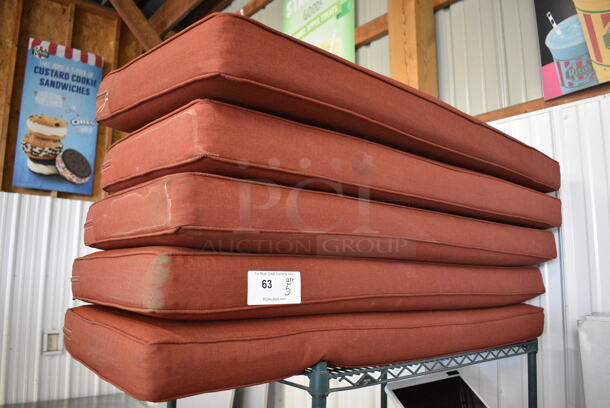 5 Red Bench Seat Cushions. 47x19x3. 5 Times Your Bid!
