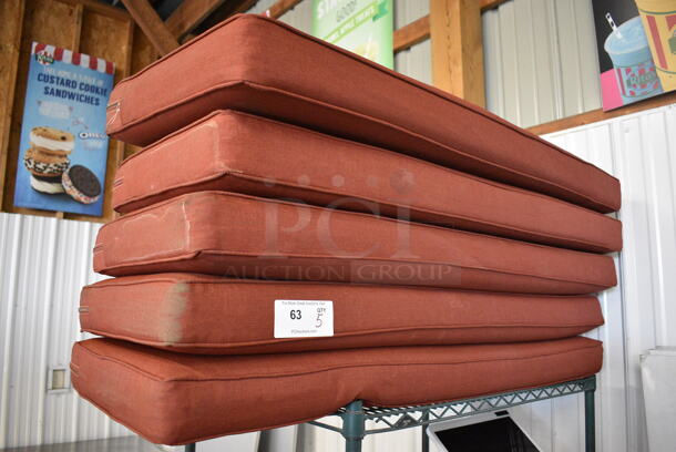 5 Red Bench Seat Cushions. 47x19x3. 5 Times Your Bid! - Image 1 of 3